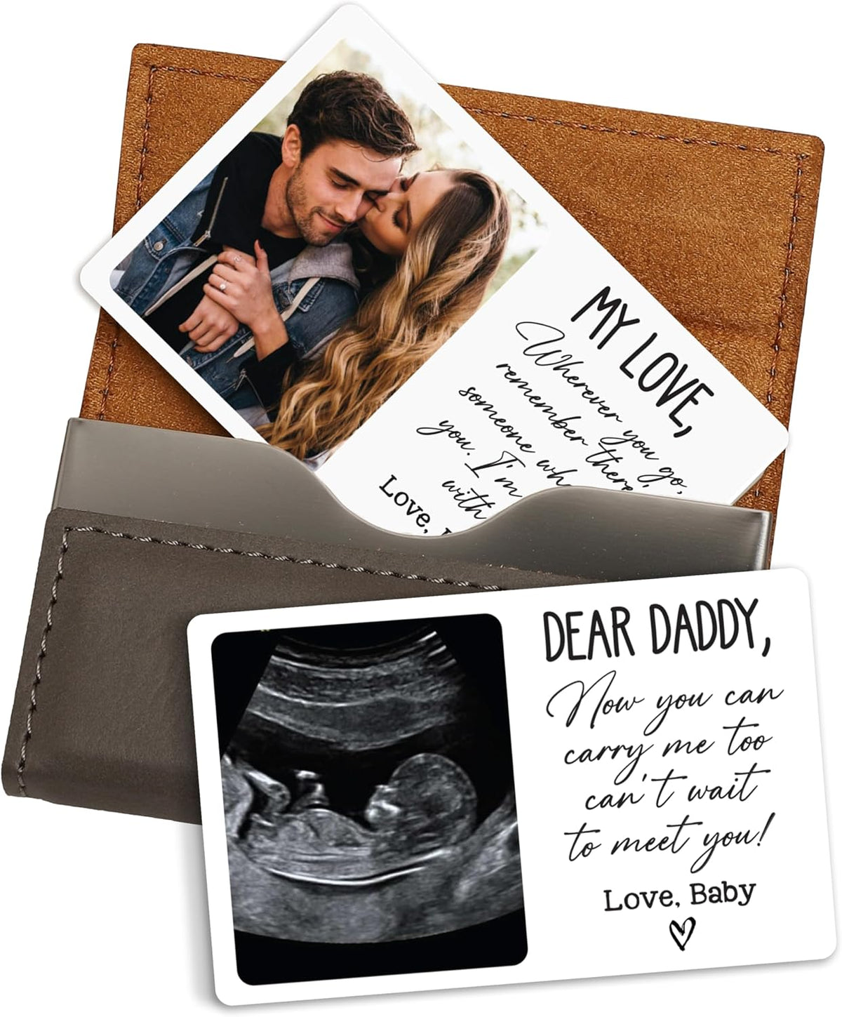 Personalized Ultrasound Wallet Card, Custom Baby Announcement Gift for Dad
