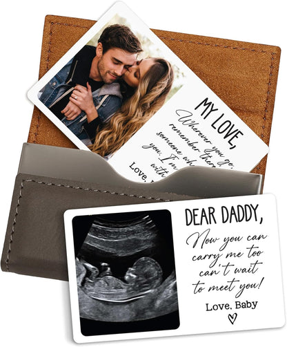 Personalized Ultrasound Wallet Card, Custom Baby Announcement Gift for Dad