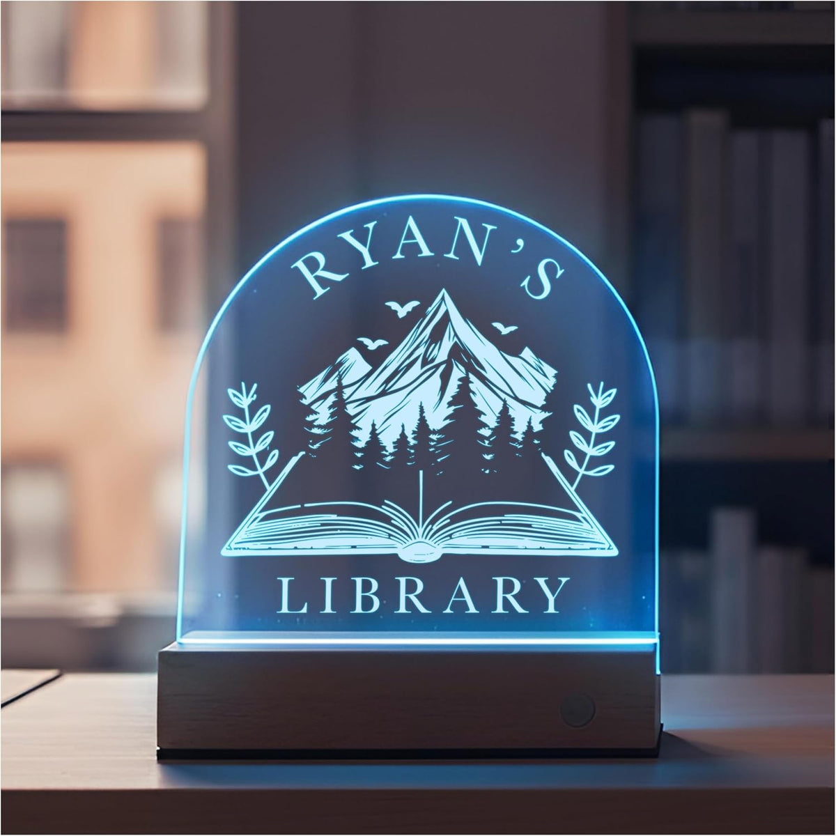 Personalized LED Acrylic Book Nook Light with Name - Custom Night Lamp for Kids Bedroom, Library or Reading Nook - 8 Color Touch Base - Bookish Gift for Bookworms, Readers, Girls & Boys