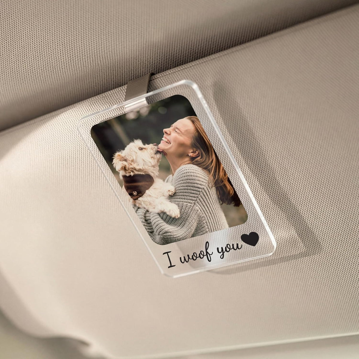 Personalized Car Visor Photo Clip – Custom Acrylic Picture Holder with Text, Gift for Dad, Mom, Husband, Wife, or Girlfriend