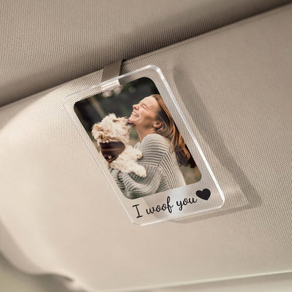 Personalized Car Visor Photo Clip – Custom Acrylic Picture Holder with Text, Gift for Dad, Mom, Husband, Wife, or Girlfriend