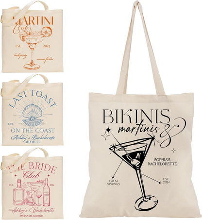 Personalized Bachelorette Tote Bag, Custom Canvas Bridal Party Beach Gift