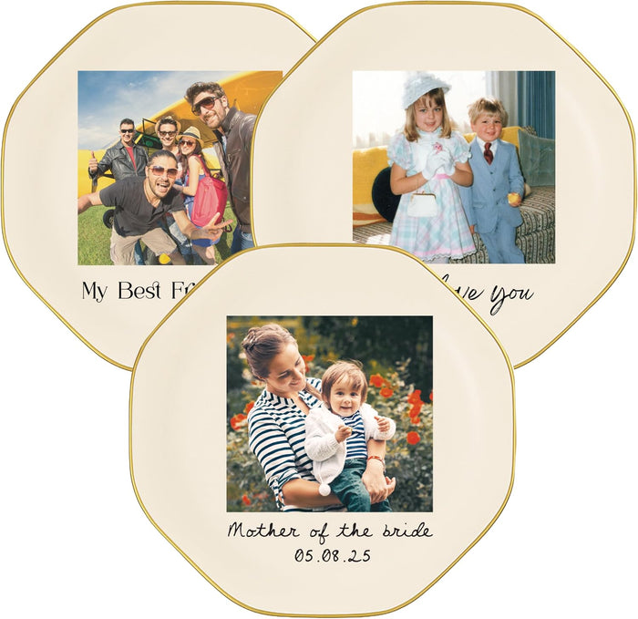 Personalized Ring Dish with Photo Upload – Custom Jewelry Holder with Names and Picture – Wedding Gift for Couple, Engagement Keepsake, Bridal Shower Favor or Valentine's Day Present