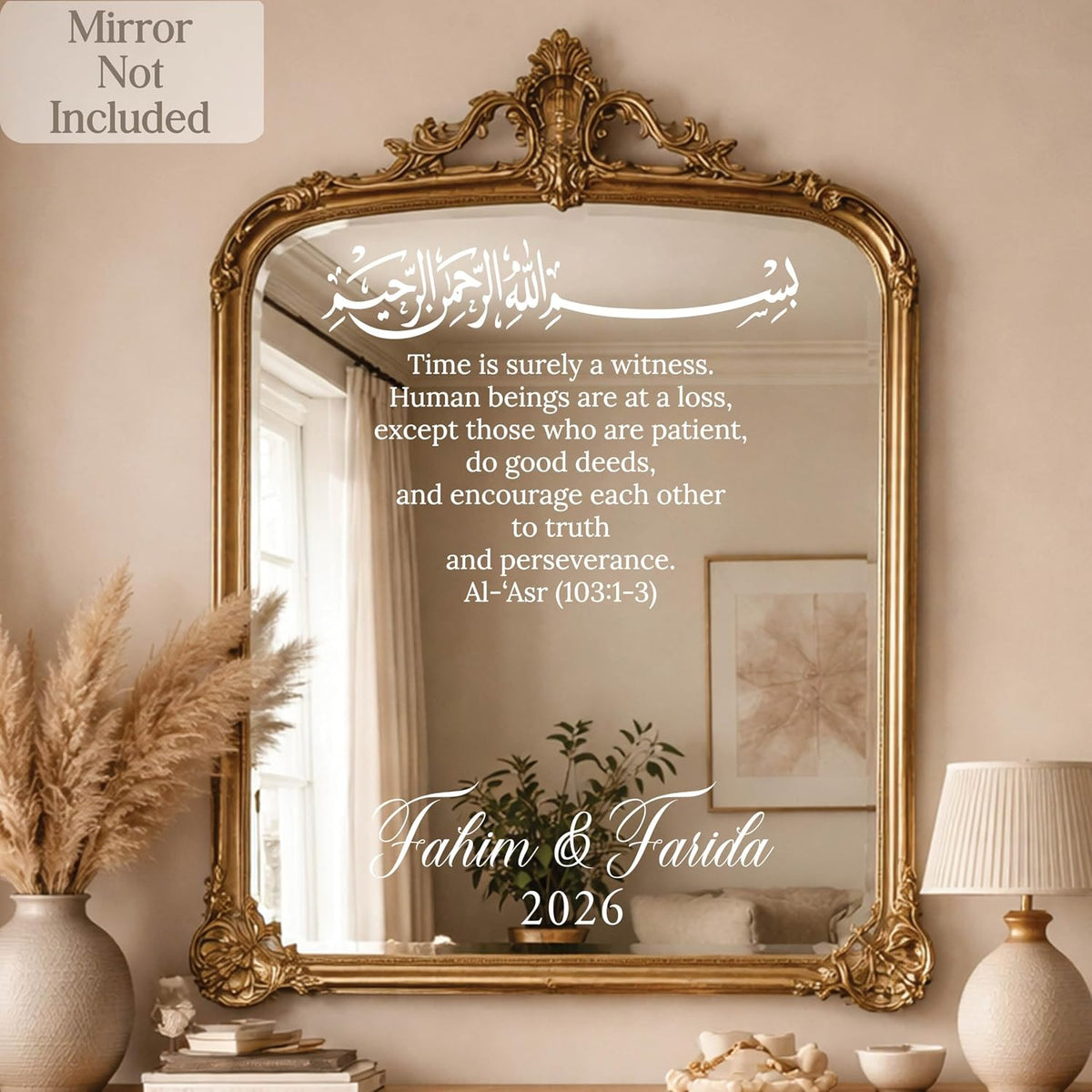 Personalized Welcome to Our Wedding Mirror Sign Decal DIY - Customized Bride and Groom Names - Lettering Elegant Happily Ever After Party Vinyl Sticker Wall Reception Decor