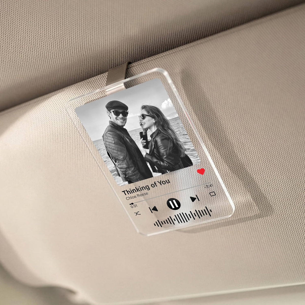Personalized Car Visor Photo Clip – Custom Acrylic Picture Holder with Text, Gift for Dad, Mom, Husband, Wife, or Girlfriend