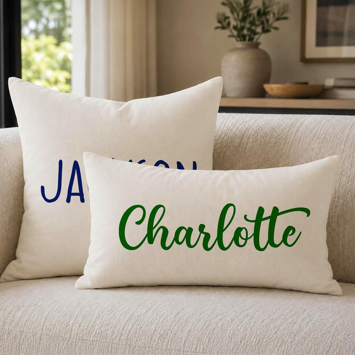 Personalized Name Pillow Cover, Custom Decorative Throw Pillow Case