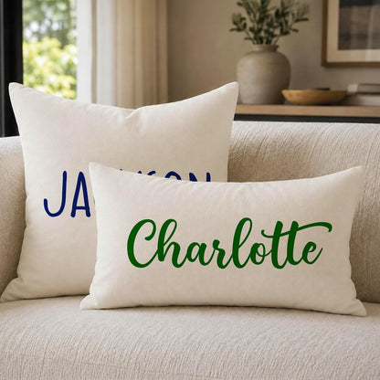 Personalized Name Pillow Cover, Custom Decorative Throw Pillow Case