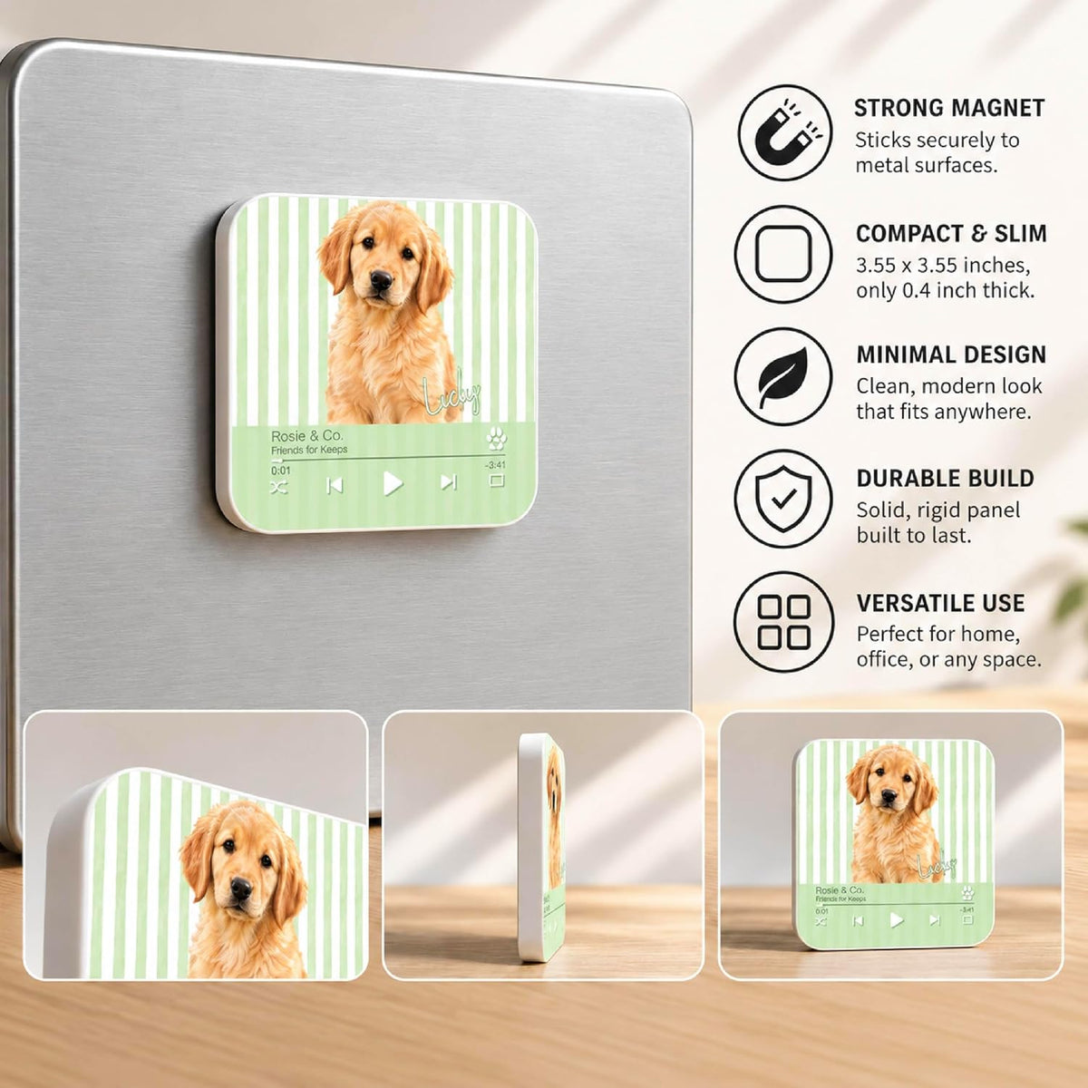Custom Baby Heartbeat Music Fridge Magnet with Ultrasound Photo and Name