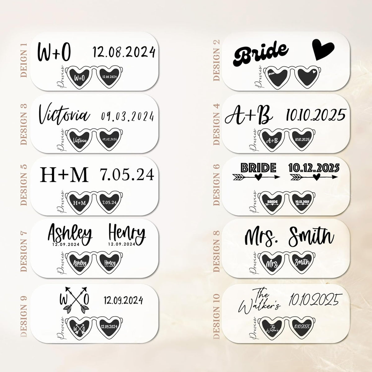 LALALA GIFT LAND Personalized Heart Shaped Sunglasses Bachelorette Party Vintage Cat Eye Glasses Women, Bridesmaid, Bride