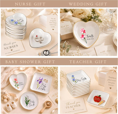 Personalized Ring Dish with Name, Custom Jewelry Tray Gift for Women, Bridesmaids, Mom, Grandma, or Best Friends