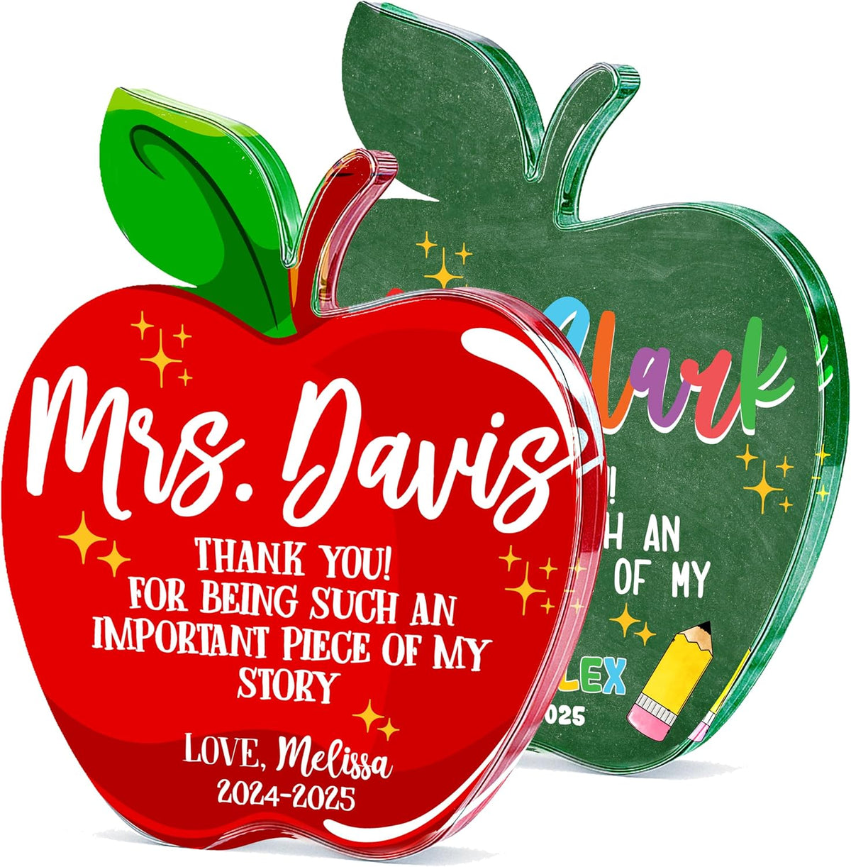 Personalized Teacher Apple Sign with Name, Custom Thank You Gift