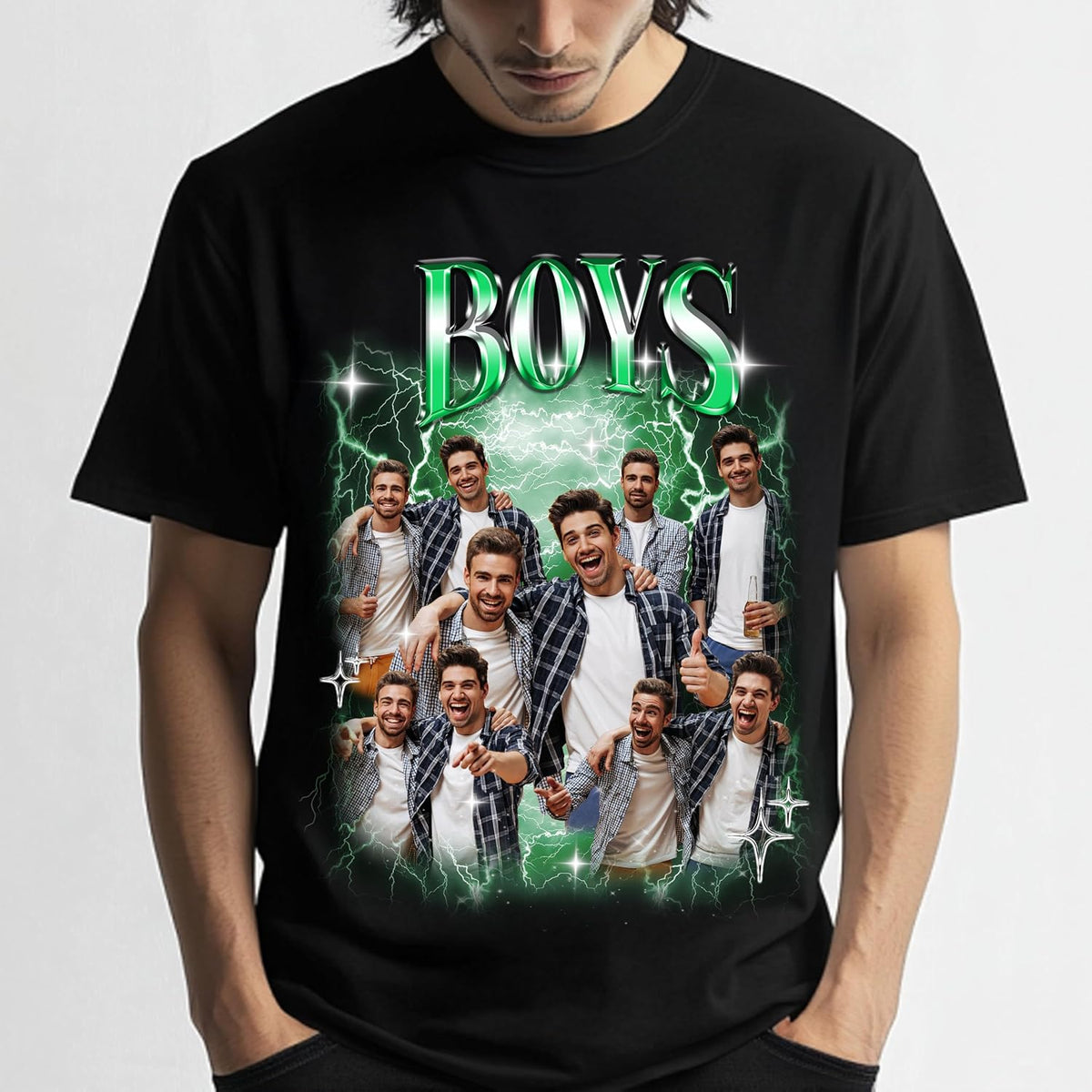 Customize Bootleg Rap Tee with Face & Text - Funny T-Shirt Gift for Boyfriend & Girlfriend