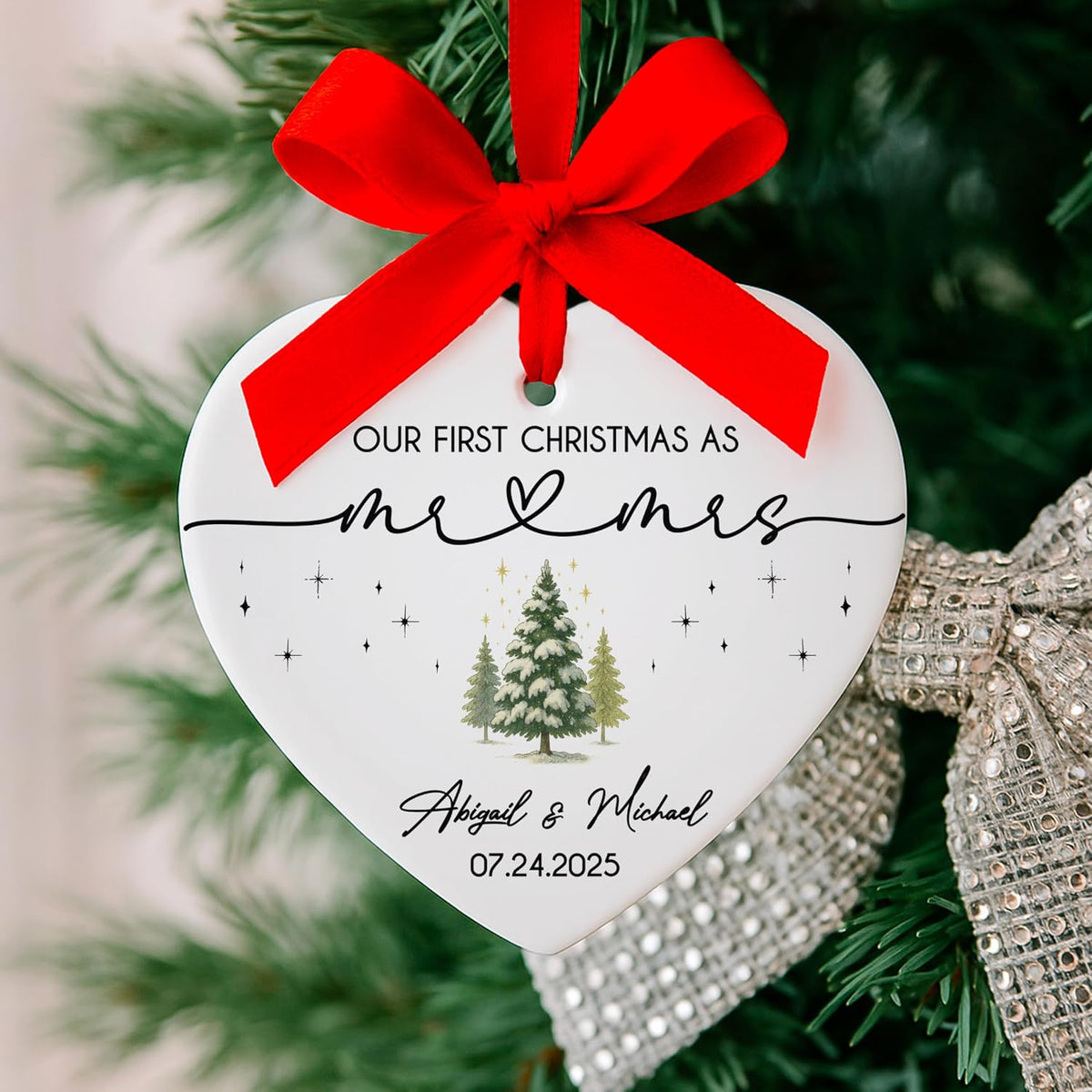 Personalized Our First Christmas as a Couple Ornament, Custom Newlywed Gift
