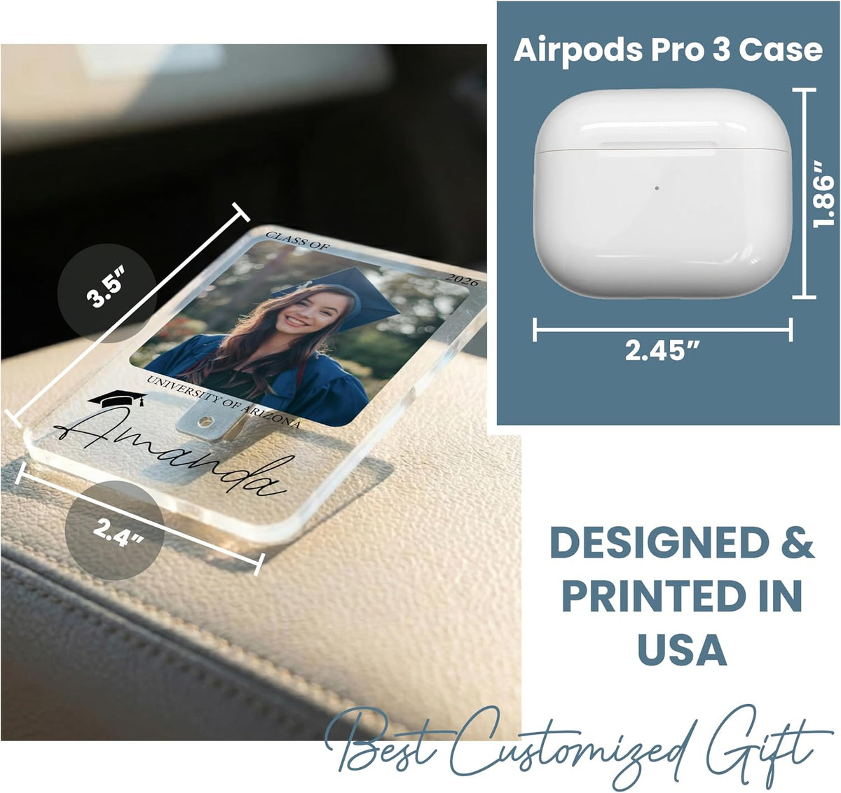 Personalized Car Visor Photo Clip – Custom Acrylic Picture Holder with Text, Gift for Dad, Mom, Husband, Wife, or Girlfriend