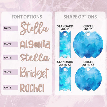 Personalized Tumbler Name Tag - Custom Drink Cup ID Tags for H2O Quencher - Customized Name Stickers for Mugs - Bright Colors & Fun Patterns - Ideal Gift for Family and Friends