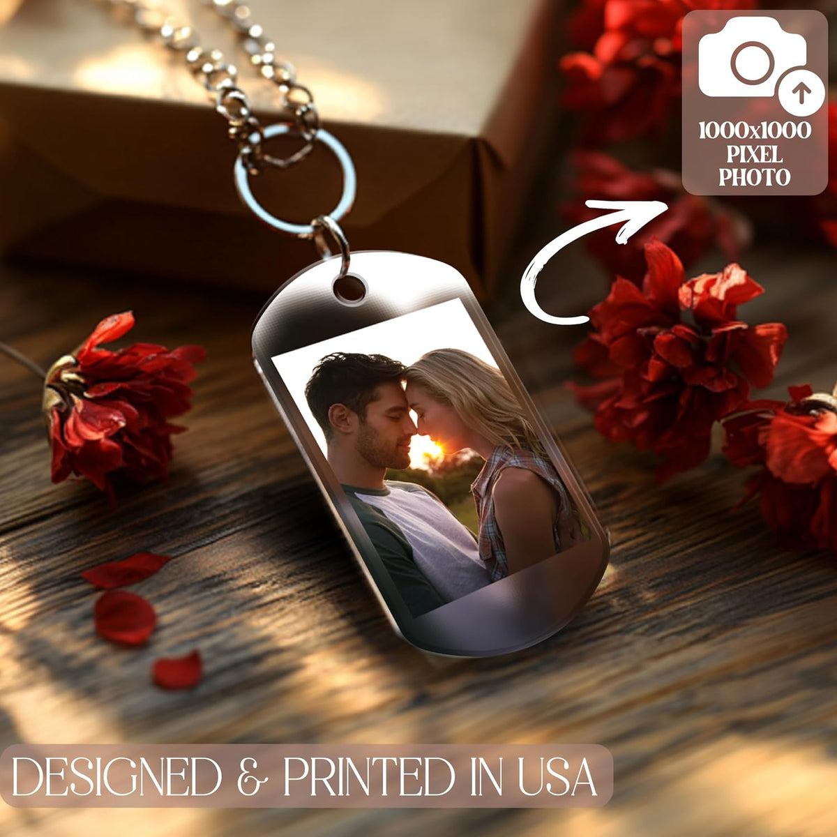 Personalized Acrylic Photo Keychain with Text, Custom Gift for Him and Her