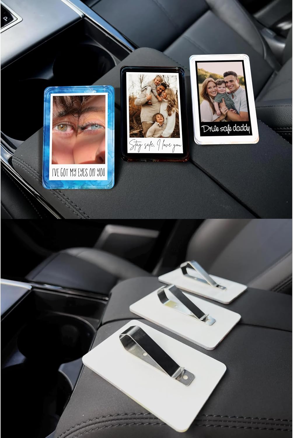 Zexpa Apparel Personalized Car Visor Photo Clip with Text, Drive Safe Gift for Dad and Mom