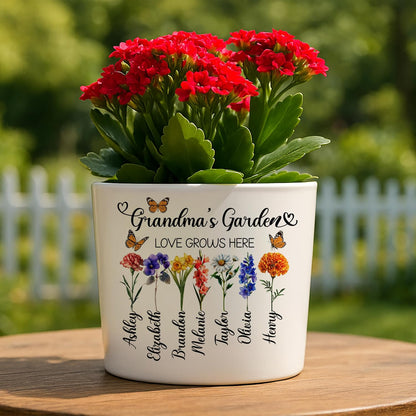 Gift for Grandma – Personalized Flower Pot with Grandkids’ Names – Custom Ceramic Planter for Nana, Mom or Grandma’s Garden – Holiday Christmas Home Décor Keepsake for Mantel, Mother’s Day