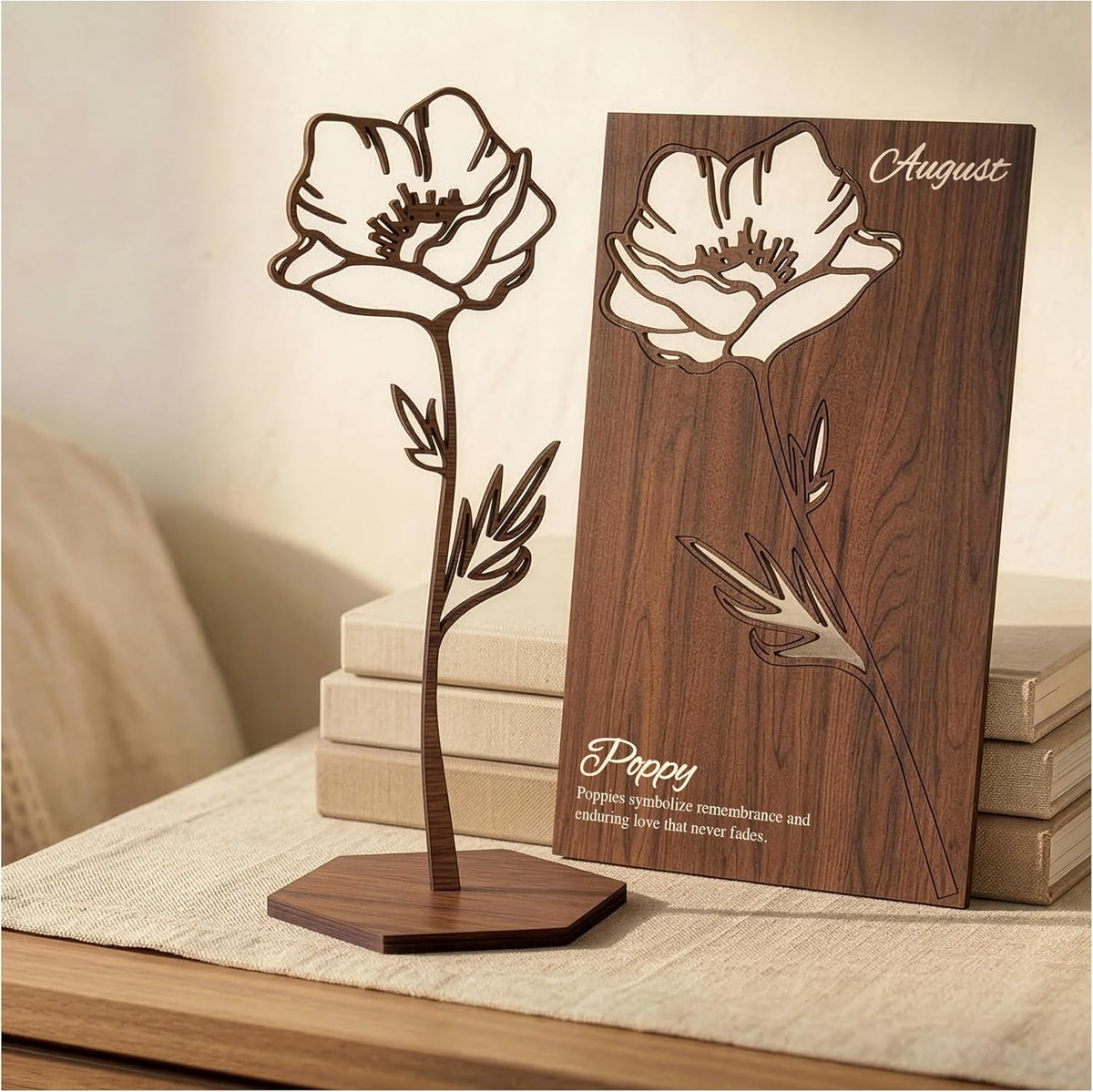 Birth Month Flower Wooden Decor, Grandma Mothers Day Gift for Mom Nana Gigi, Elegant Floral Home Decor, Birthday Christmas Gift