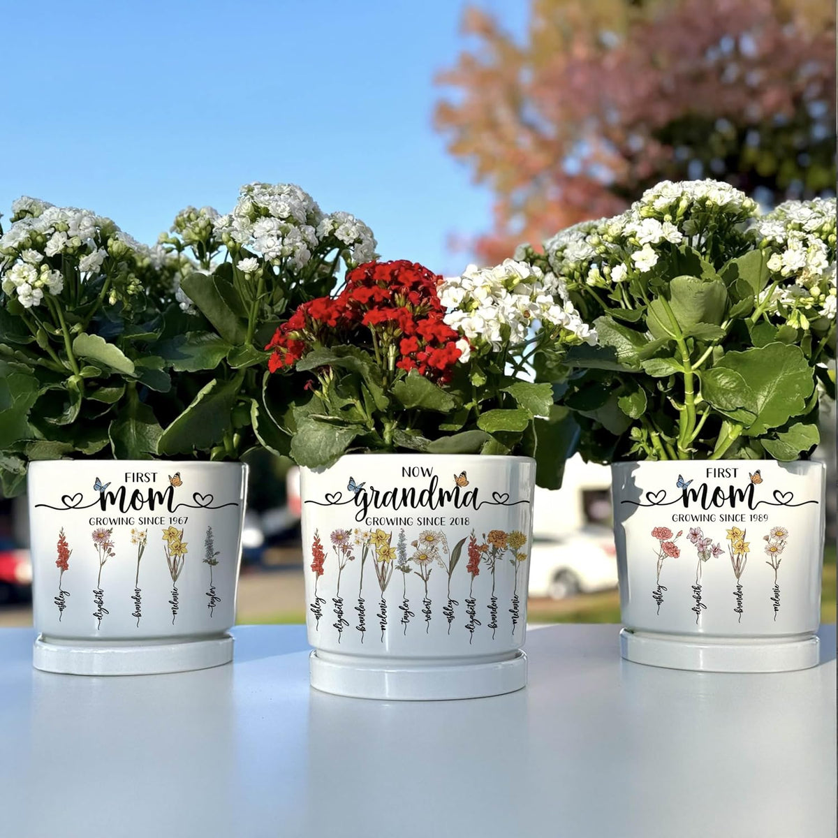 Personalized Grandma Gift - Custom Flower Pot with Names - Ceramic Planter Gift for Mom, Grandma's Garden for Grandma