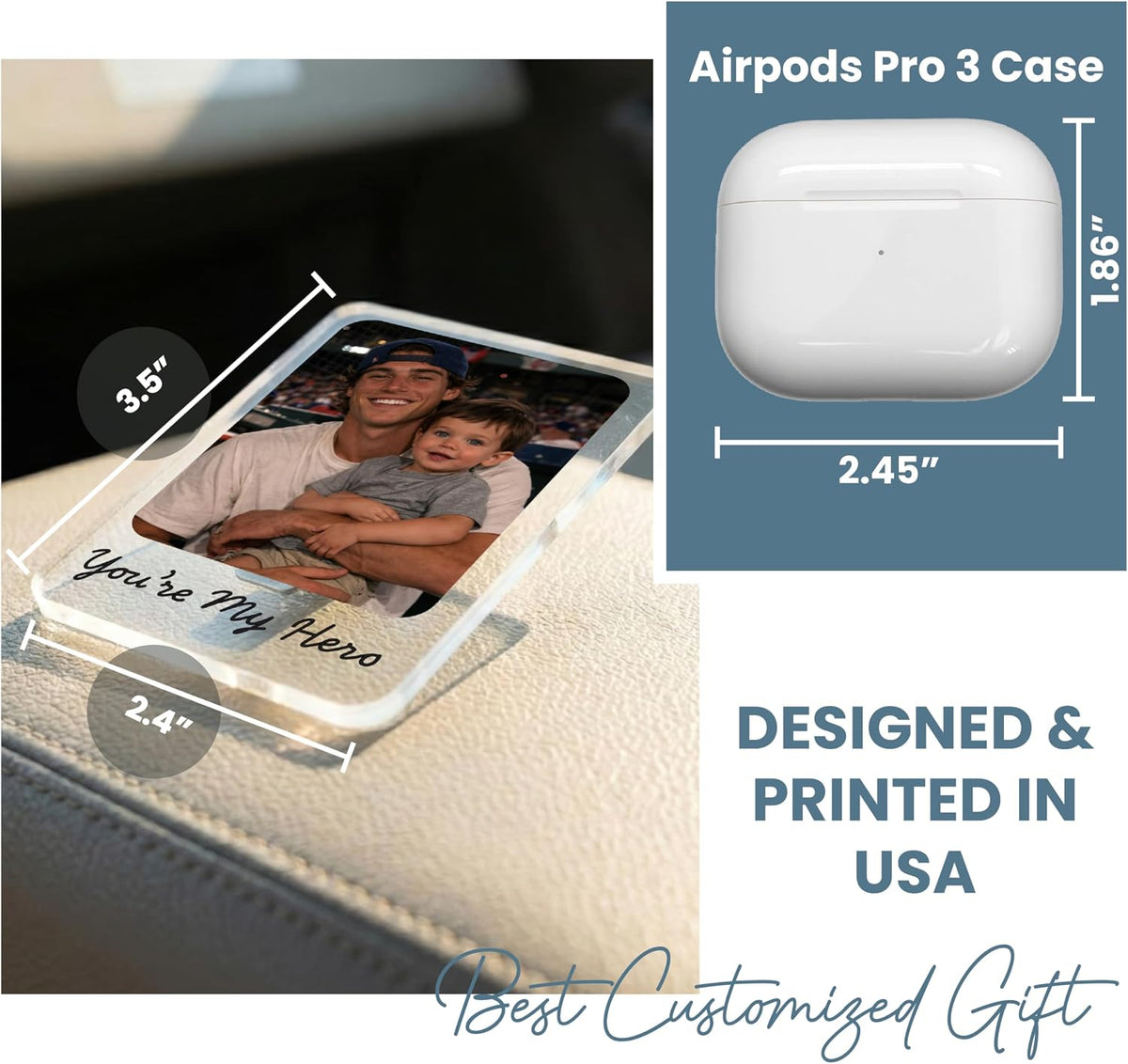 Personalized Car Visor Photo Clip – Custom Acrylic Picture Holder with Text, Gift for Dad, Mom, Husband, Wife, or Girlfriend