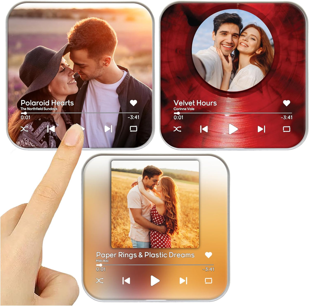 Custom Music Fridge Magnet with Photo - Personalized Picture Song Plaque for Refrigerator - Add Favorite Track & Name - Unique Gift for Christmas, Birthday, Valentine, Anniversary, Couples