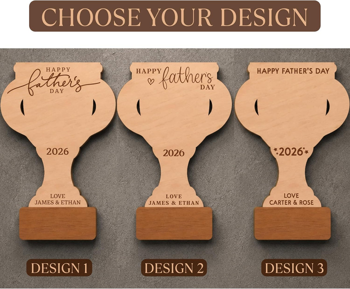 Personalized Hands Down Best Dad Sign, DIY Father's Day Handprint Wooden Trophy Plaque Gift from Kids Daughter Son, Best Dad Ever Family Keepsake, First Father's Day Present for New Daddy Papa