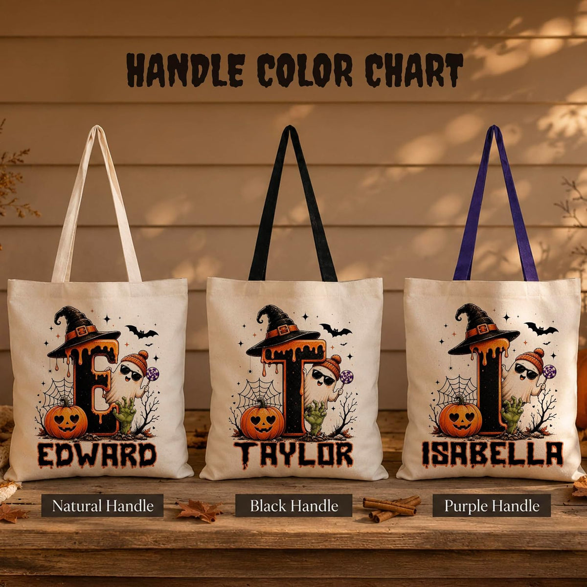 Personalized Halloween Tote Bag with Name, Custom Trick or Treat Gift