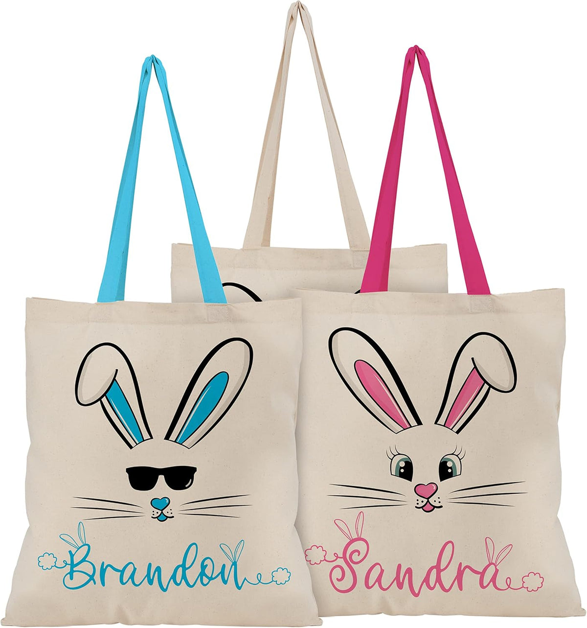 Personalized Easter Bunny Tote Bag with Name, Custom Egg Hunt Gift