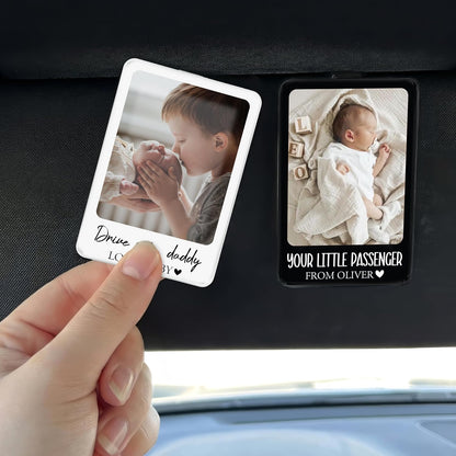Personalized Car Visor Photo Clip – Custom Acrylic Picture Holder with Text, Gift for Dad, Mom, Husband, Wife, or Girlfriend