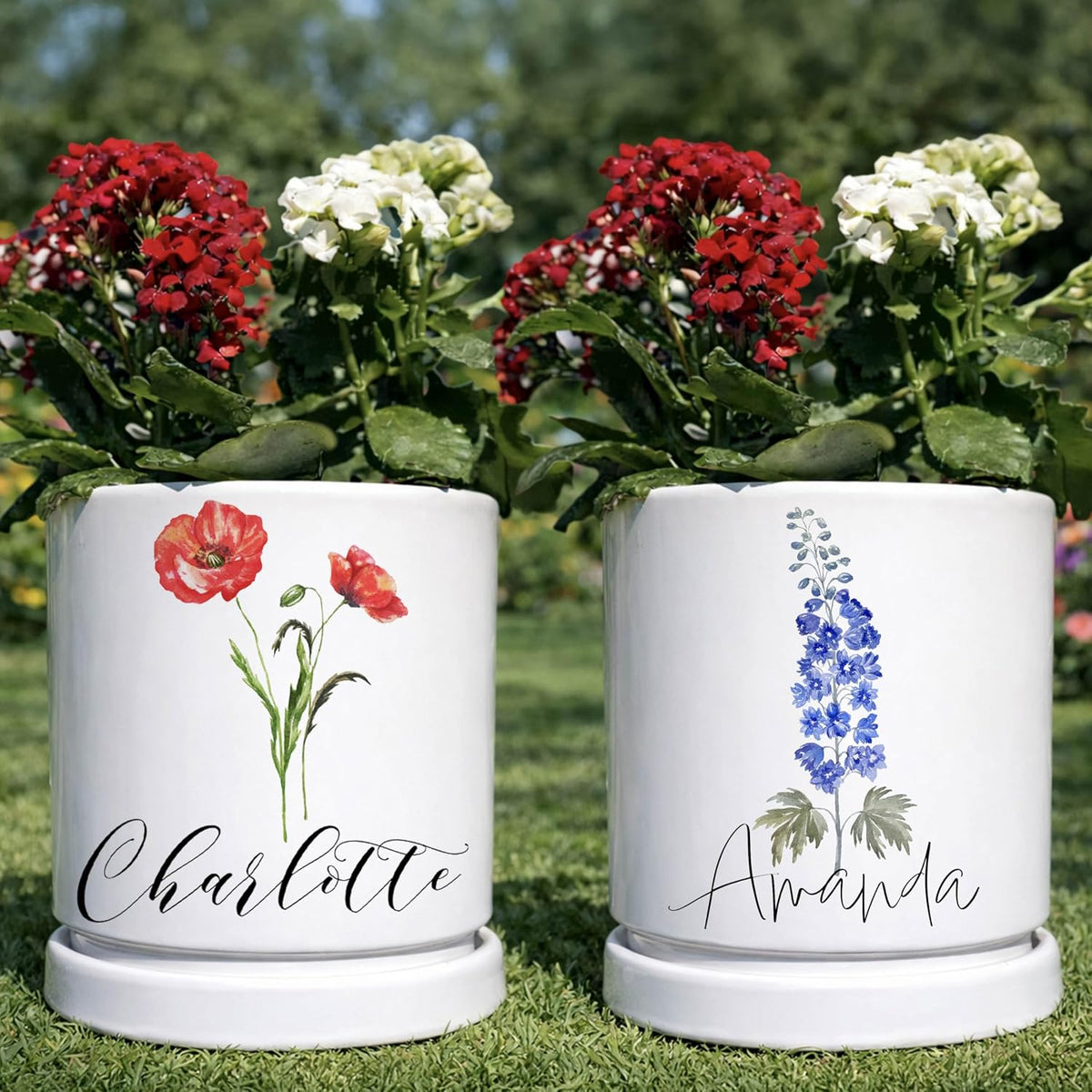 Zexpa Apparel Personalized Flower Pot for Grandma, Mom or Nana, Custom Birth Month Flower Planter with Names, Unique, Mother’s Day, Birthday or Holiday Present, Ceramic Pot