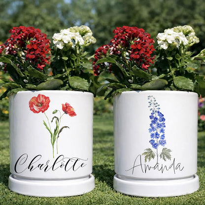 Zexpa Apparel Personalized Flower Pot for Grandma, Mom or Nana, Custom Birth Month Flower Planter with Names, Unique, Mother’s Day, Birthday or Holiday Present, Ceramic Pot
