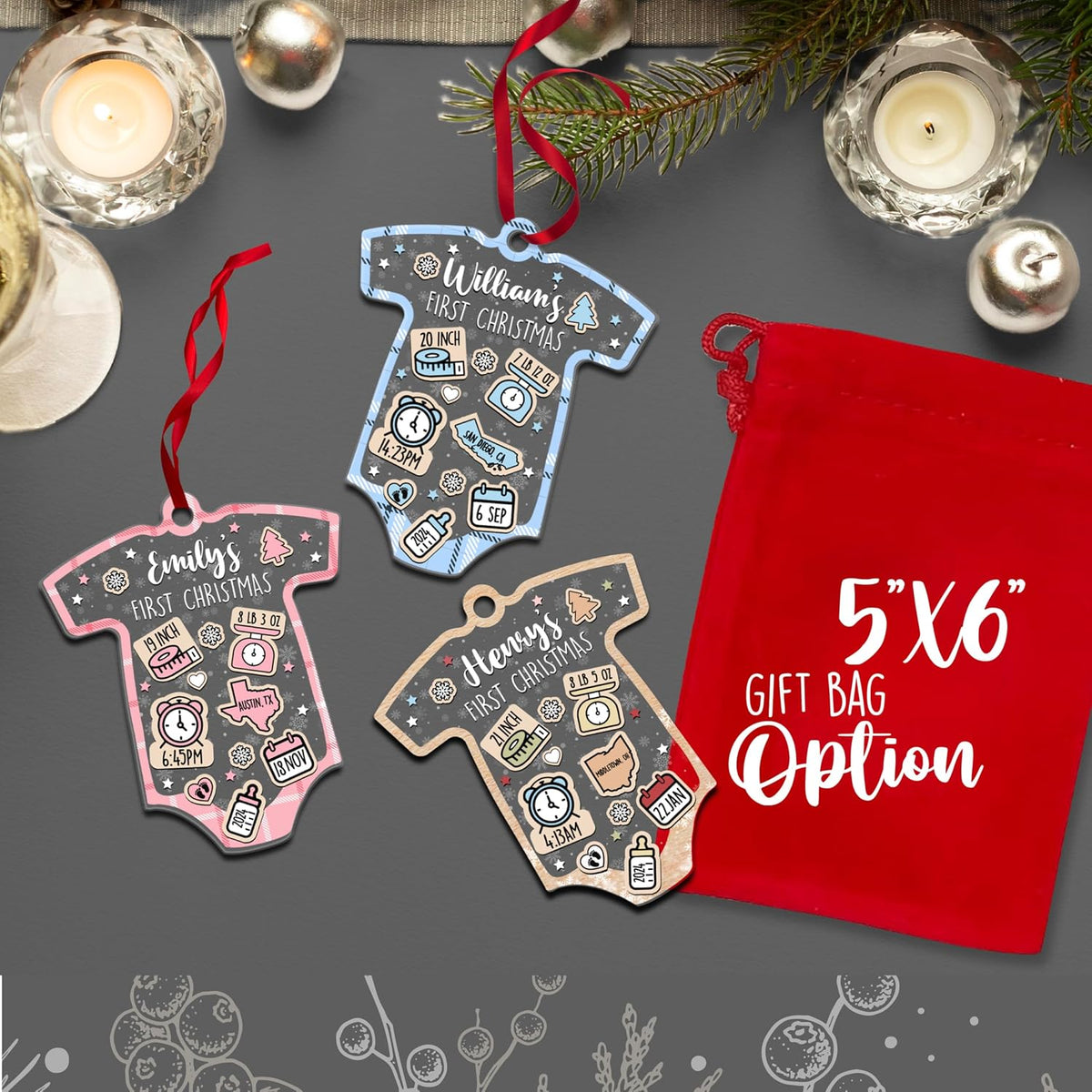 Personalized Baby's First Christmas Ornament - Custom Gift for Christmas & Baby Shower - 4D Baby Shake - Clear Acrylic Tree Hanging Decoration with Name - Unique Newborn Ornament