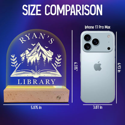 Personalized LED Acrylic Book Nook Light with Name - Custom Night Lamp for Kids Bedroom, Library or Reading Nook - 8 Color Touch Base - Bookish Gift for Bookworms, Readers, Girls & Boys