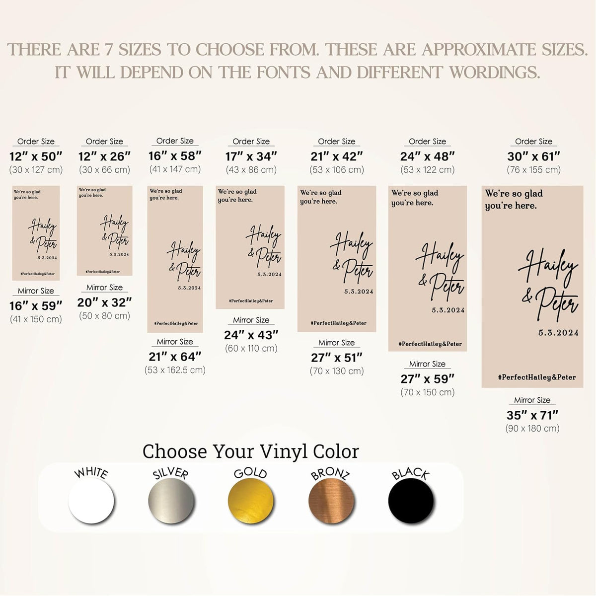 Personalized Welcome to Our Wedding Mirror Sign Decal DIY - Customized Bride and Groom Names - Lettering Elegant Happily Ever After Party Vinyl Sticker Wall Reception Decor