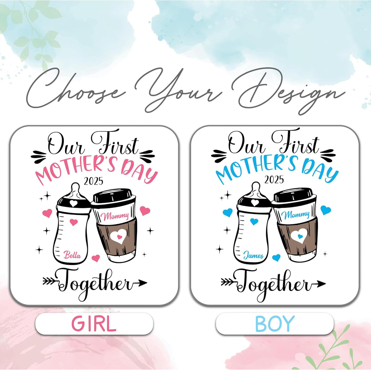Personalized Mother and Baby Matching Shirt & Bodysuit Set - Custom Our First Mother’s Day 2025 Mommy and Baby Outfit - Customized Mom and Baby Matching T-Shirts in Multiple Colors