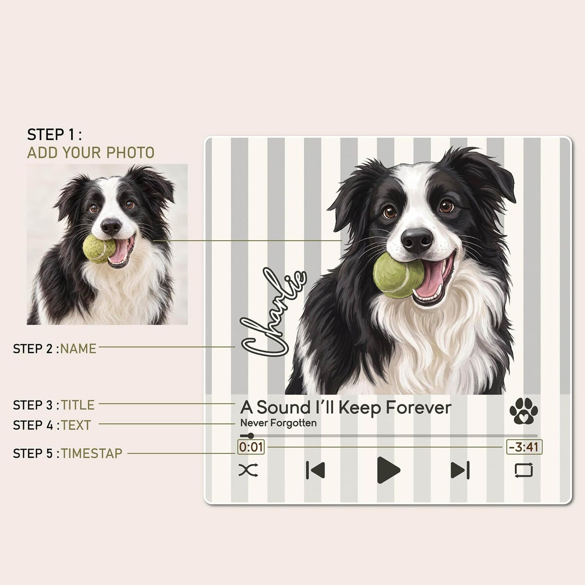 Custom Baby Heartbeat Music Fridge Magnet with Ultrasound Photo and Name