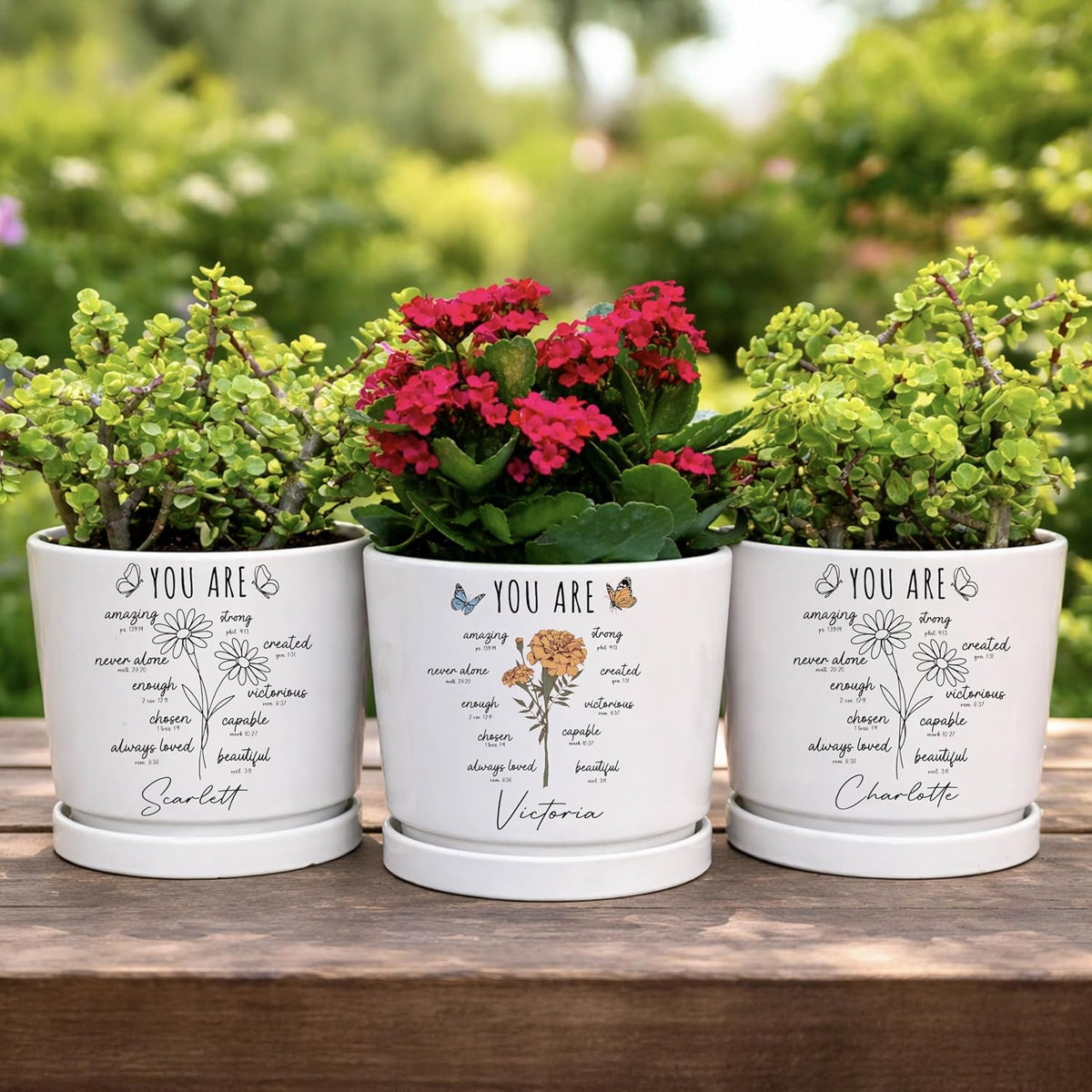 Zexpa Apparel Personalized Flower Pot for Grandma, Mom or Nana, Custom Birth Month Flower Planter with Names, Unique, Mother’s Day, Birthday or Holiday Present, Ceramic Pot