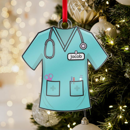 Personalized Uniform Christmas Ornaments for Nurse Doctor Vet Police Firefighter – Custom Acrylic Name Tag Occupation-Themed Xmas Tree Decorations for Family