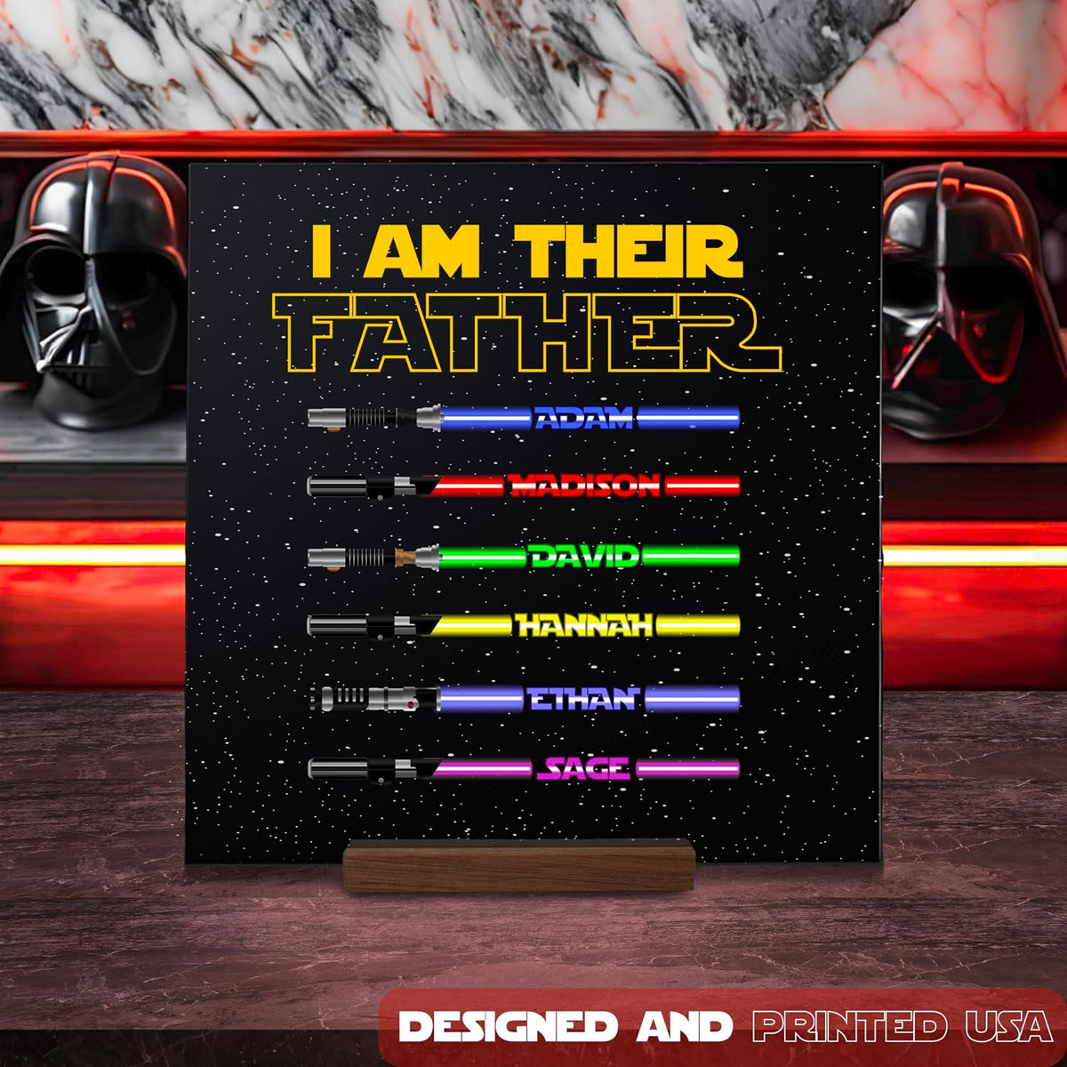 Personalized I Am Their Father Lightsaber Sign with Names, Custom Dad Gift