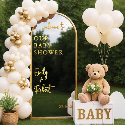 Personalized Welcome to Our Wedding Mirror Sign Decal DIY - Customized Bride and Groom Names - Lettering Elegant Happily Ever After Party Vinyl Sticker Wall Reception Decor