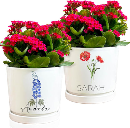 Personalized Grandma Gift - Custom Flower Pot with Names - Ceramic Planter Gift for Mom, Grandma's Garden for Grandma