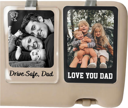 Personalized Car Visor Photo Clip – Custom Acrylic Picture Holder with Text, Gift for Dad, Mom, Husband, Wife, or Girlfriend