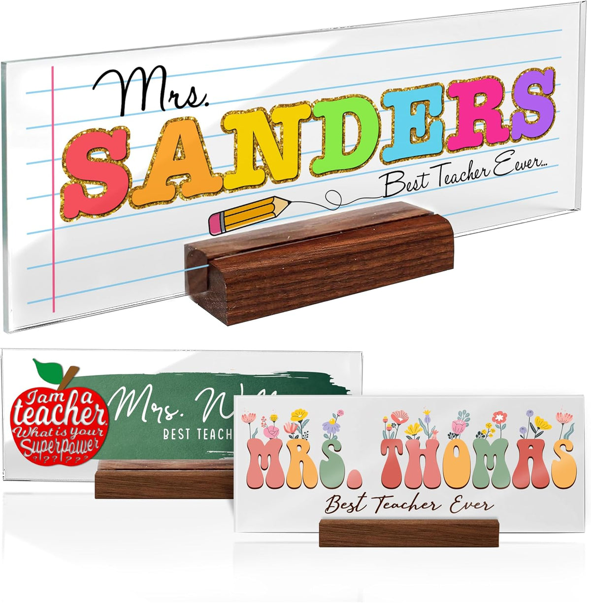 Personalized Teacher Nameplate with Name, Custom Acrylic Desk Decor Gift