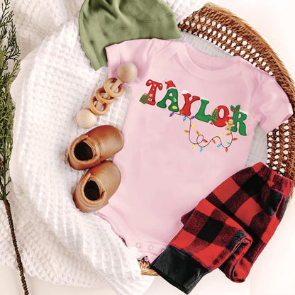 Personalized Christmas Baby Bodysuit, Customized Santa Infinant Onesie, Custom Holiday Xmas Unisex Outfit for Newborn