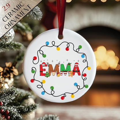 Custom Ceramic Christmas Ornaments - Personalized Monogrammed Name Tree Decorations - Holiday Keepsake with 2025 Year, Letter & Name for Friends Tag for Mother