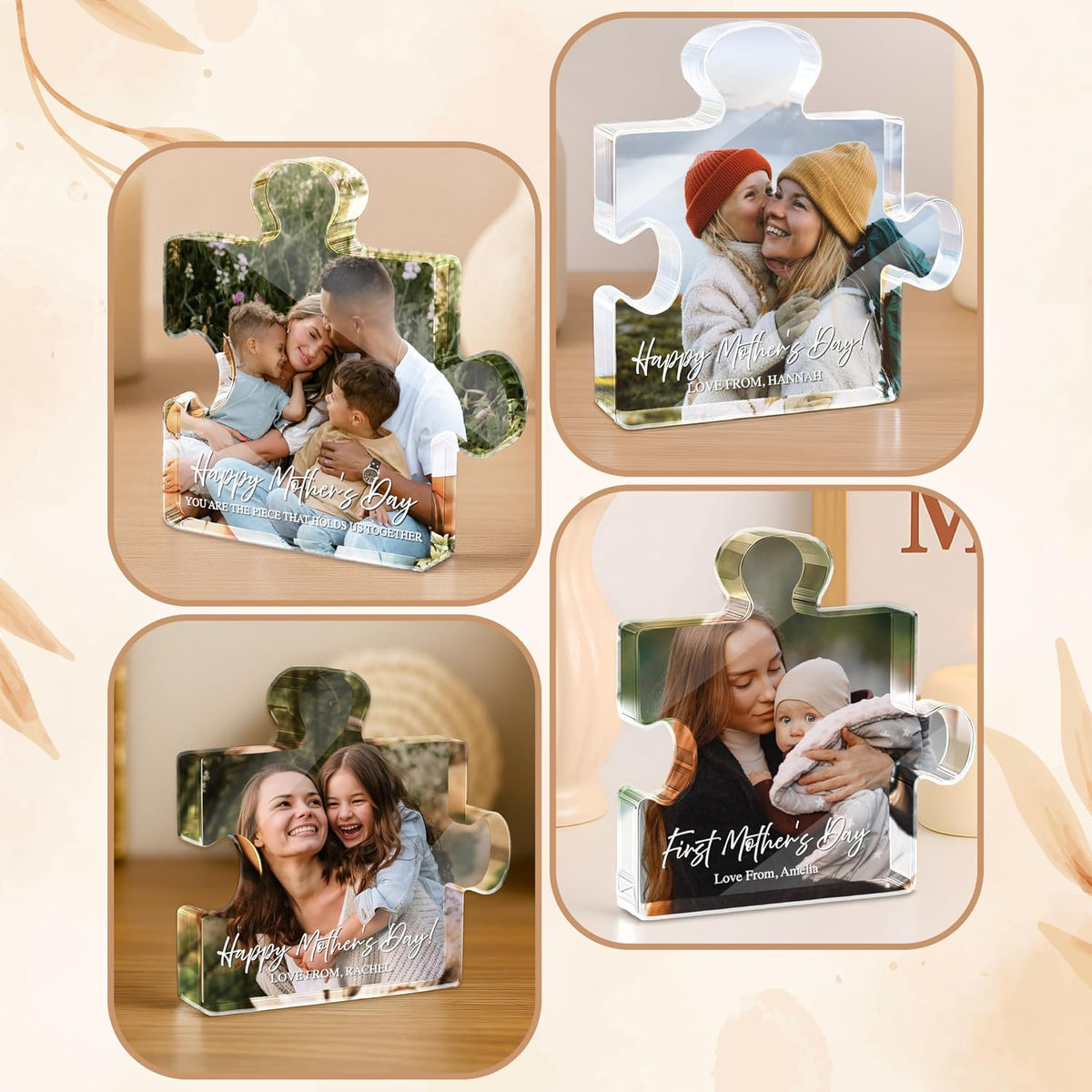 Personalized Acrylic Block Gift for Mom – Custom Photo and Text Decoration Piece for Home or Office – Cute Mother’s Day Gift from Daughter or Son – Unique Keepsake for Birthday or Christmas