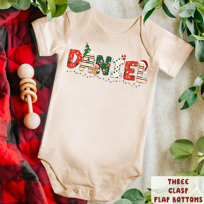 Custom Christmas Holiday Infant Bodysuit - Unique Personalized Xmas Baby Romper for Girl & Boy - Customized Festive Newborn Onesie Outfit