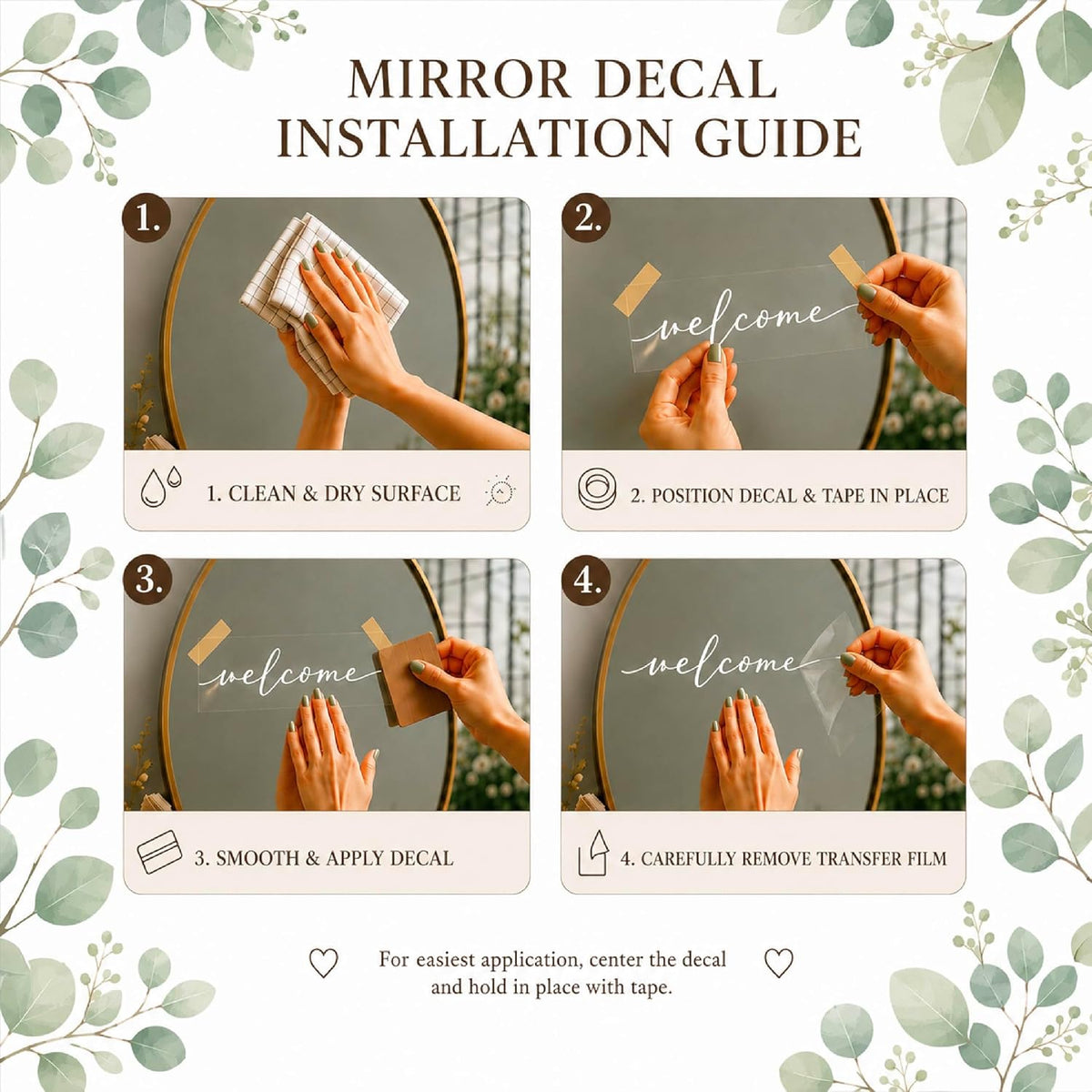 Personalized DIY Wedding Mirror Welcome Sign Decal - Custom Vinyl Sticker with Bride & Groom Names - Elegant Lettering for Bridal Shower, Reception Wall Decor, Event Signage
