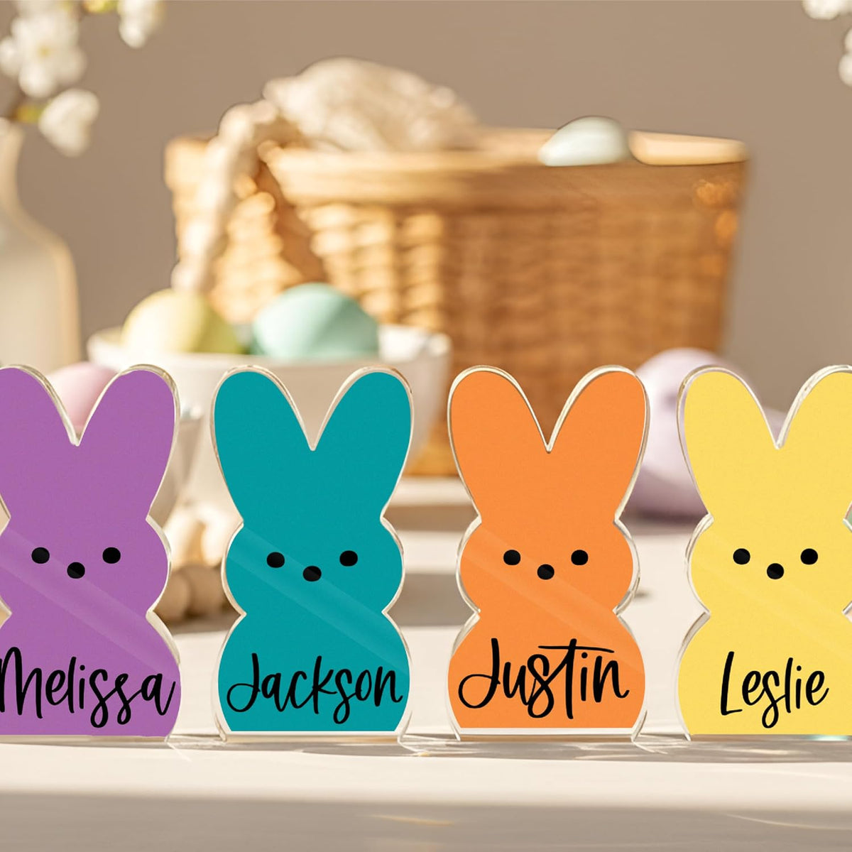 Personalized Easter Bunny Name Sign, Custom Toddler Table Decor Spring Gift